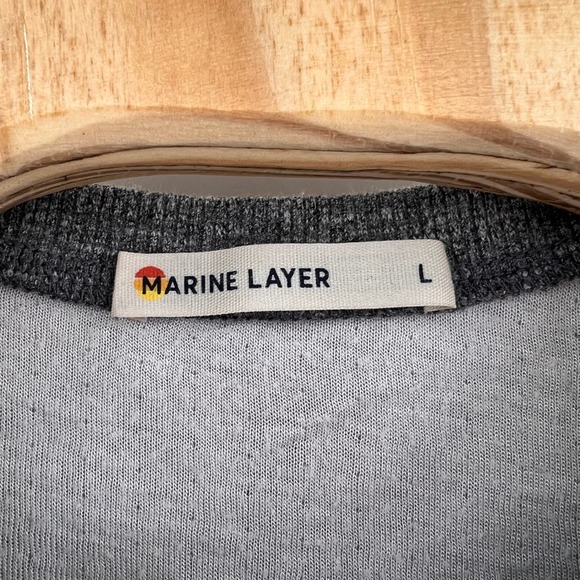 Marine Layer Mens Gray Long Sleeve Henley Button Up Shirt Size L - Picture 5 of 8